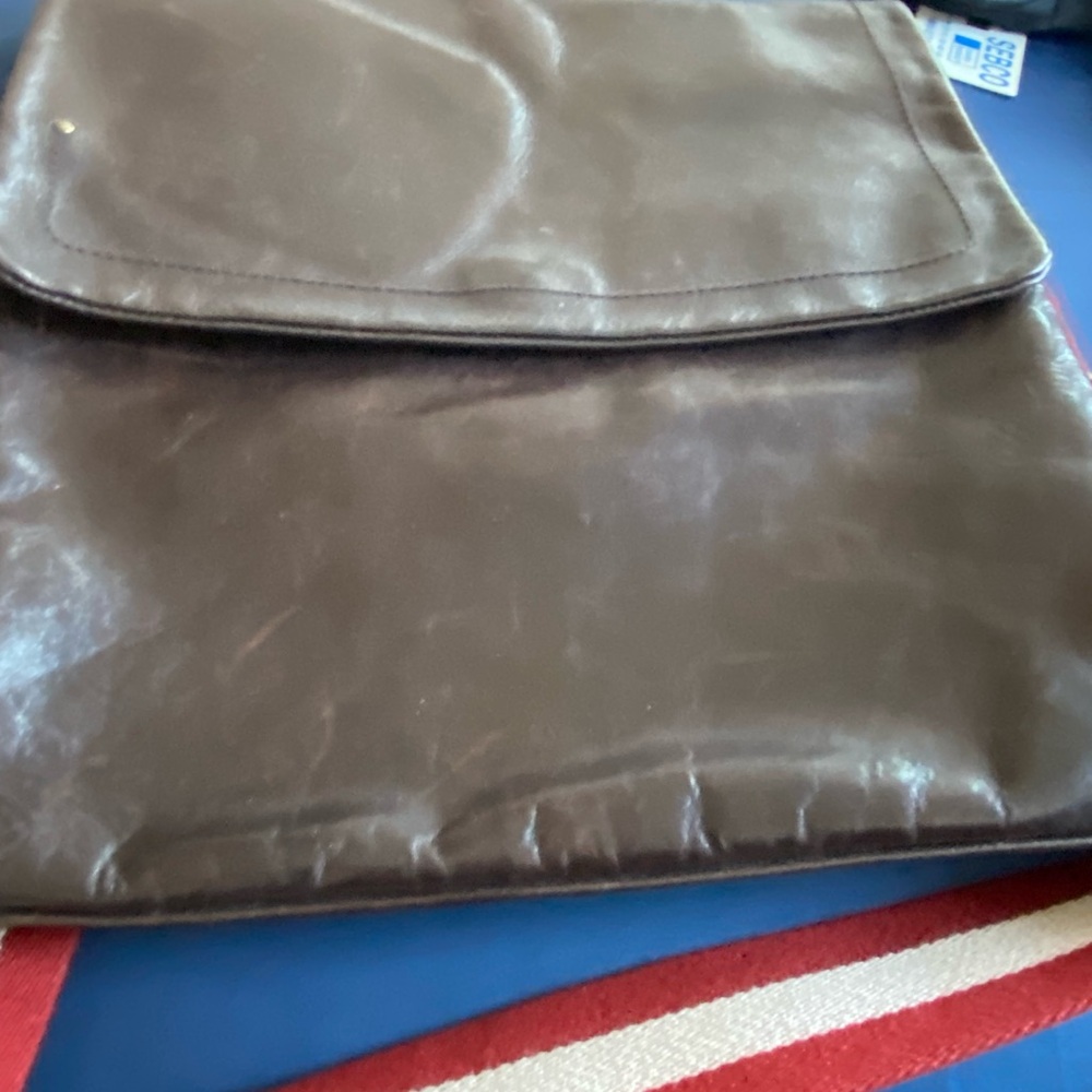 Bally Dark Brown Leather Messenger Bag with Flap